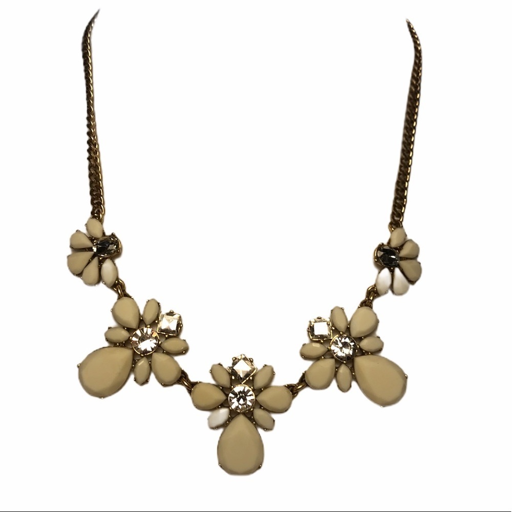 J Crew Faux Diamond and Ivory Statement Necklace